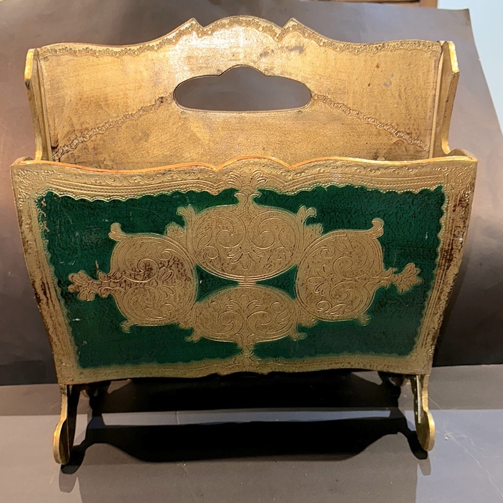 Vintage Florentine Italy Plastic Magazine Rack